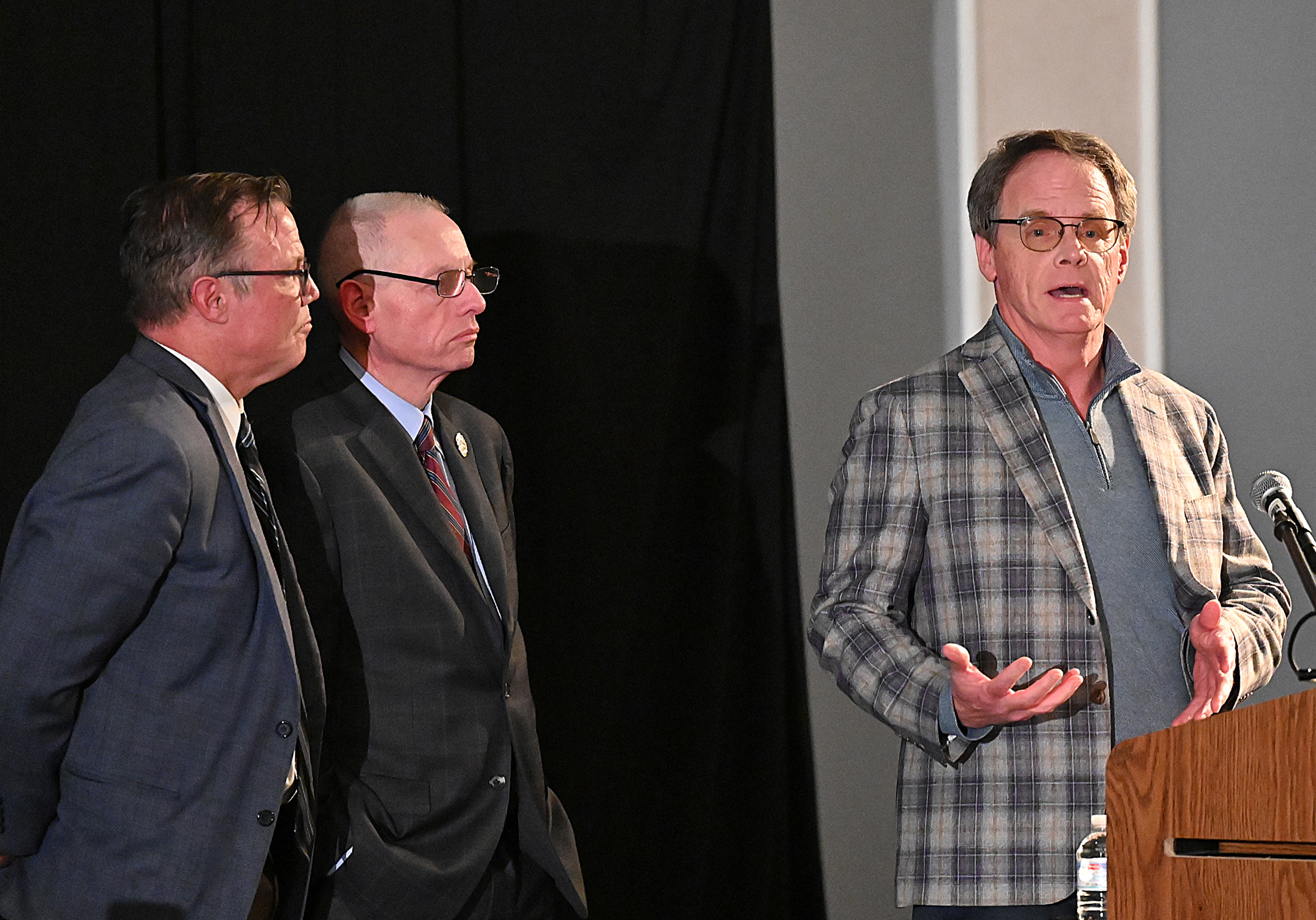 Bill Roby of Maryland Treatment Centers Mount Manor, remembers Bob Kirkland at the 9th Annual Drug Overdose and Prevention Vigil Tuesday at Portico at St. John in Westminster. (Jeffrey F. Bill/Staff photo)