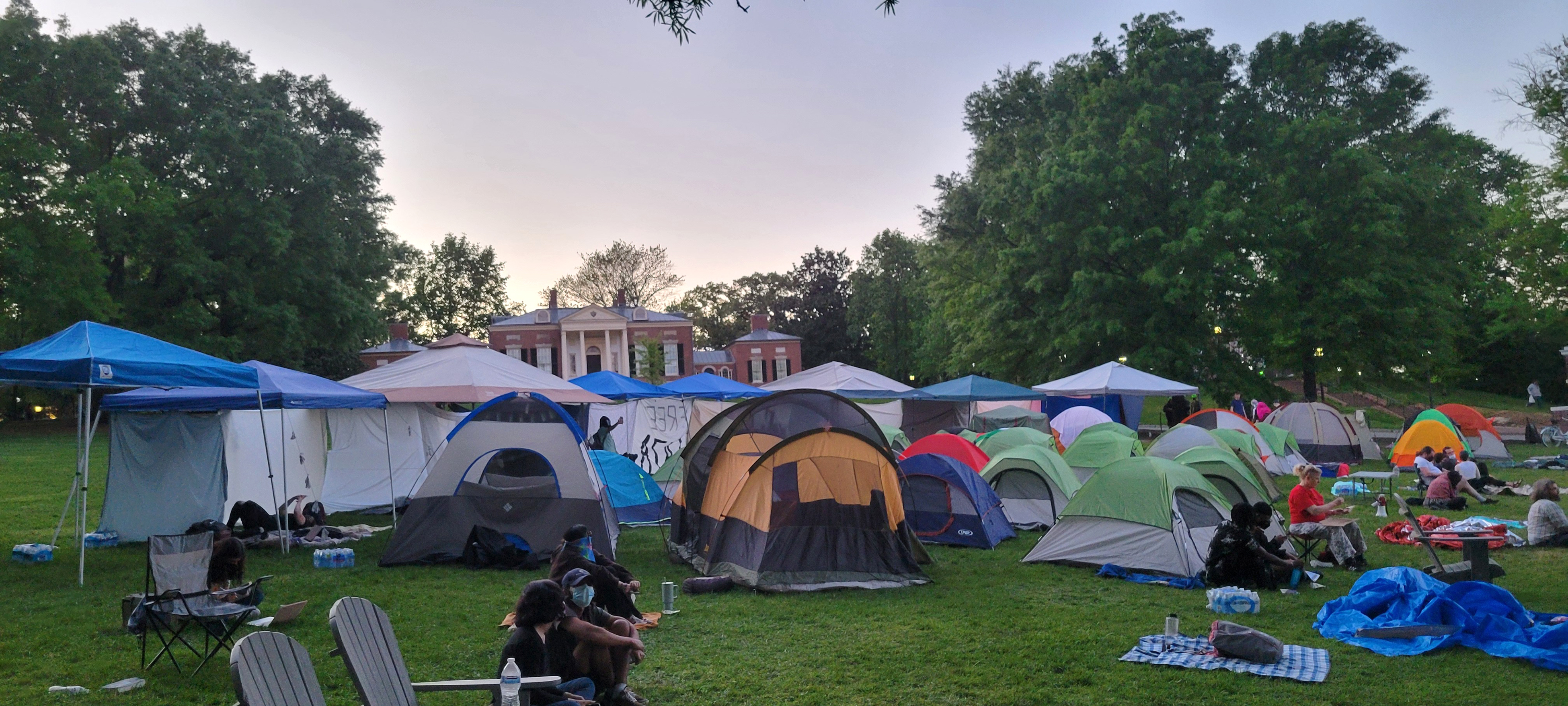 Johns Hopkins University protesters have pitched tents on campus.