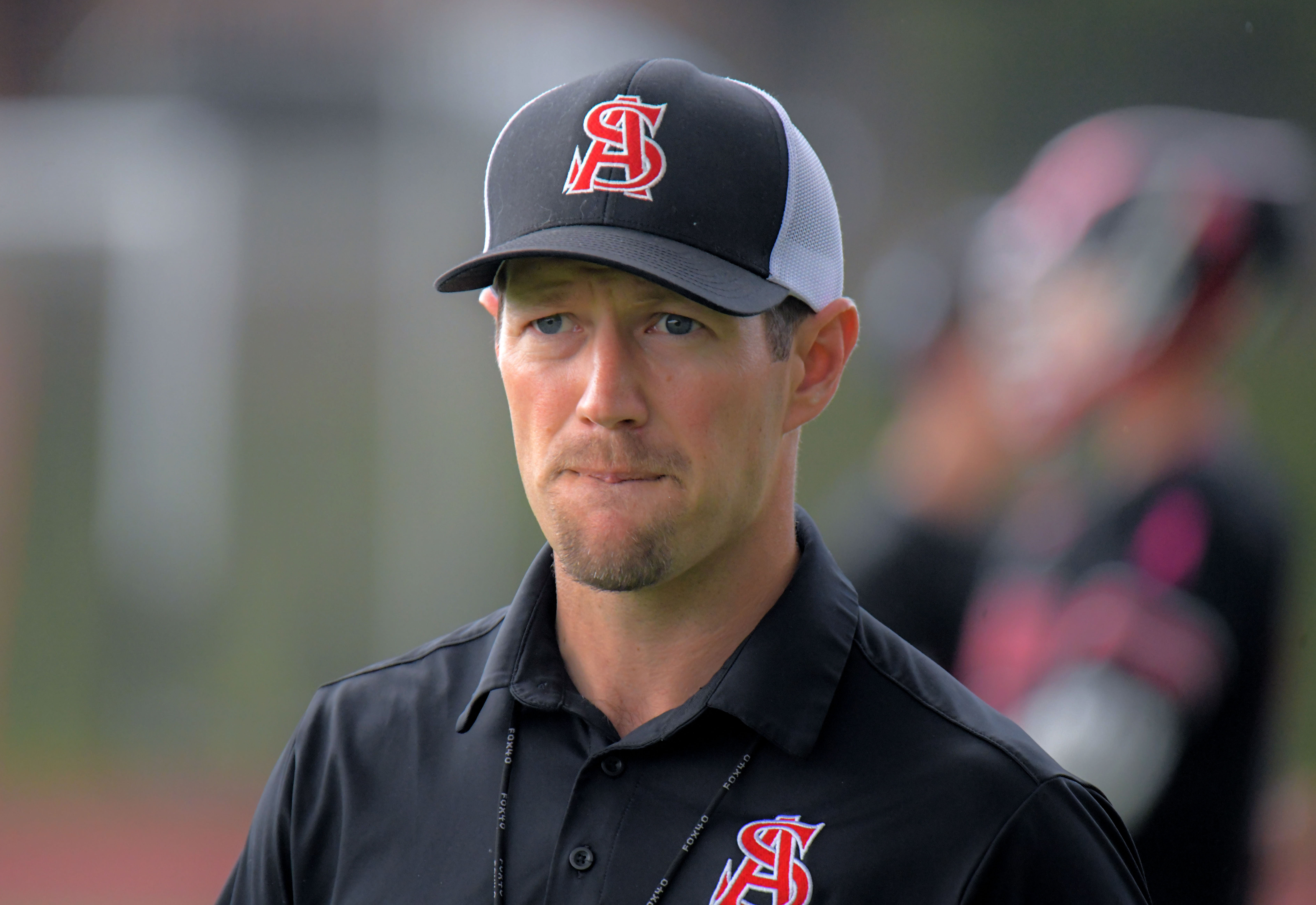 Archbishop Spalding Cavaliers head lacrosse coach Evan Hockel during MIAA-A conference boys' lacrosse at Mount St. Joseph High's John M. Plevyak Field. (Karl Merton Ferron/Staff)