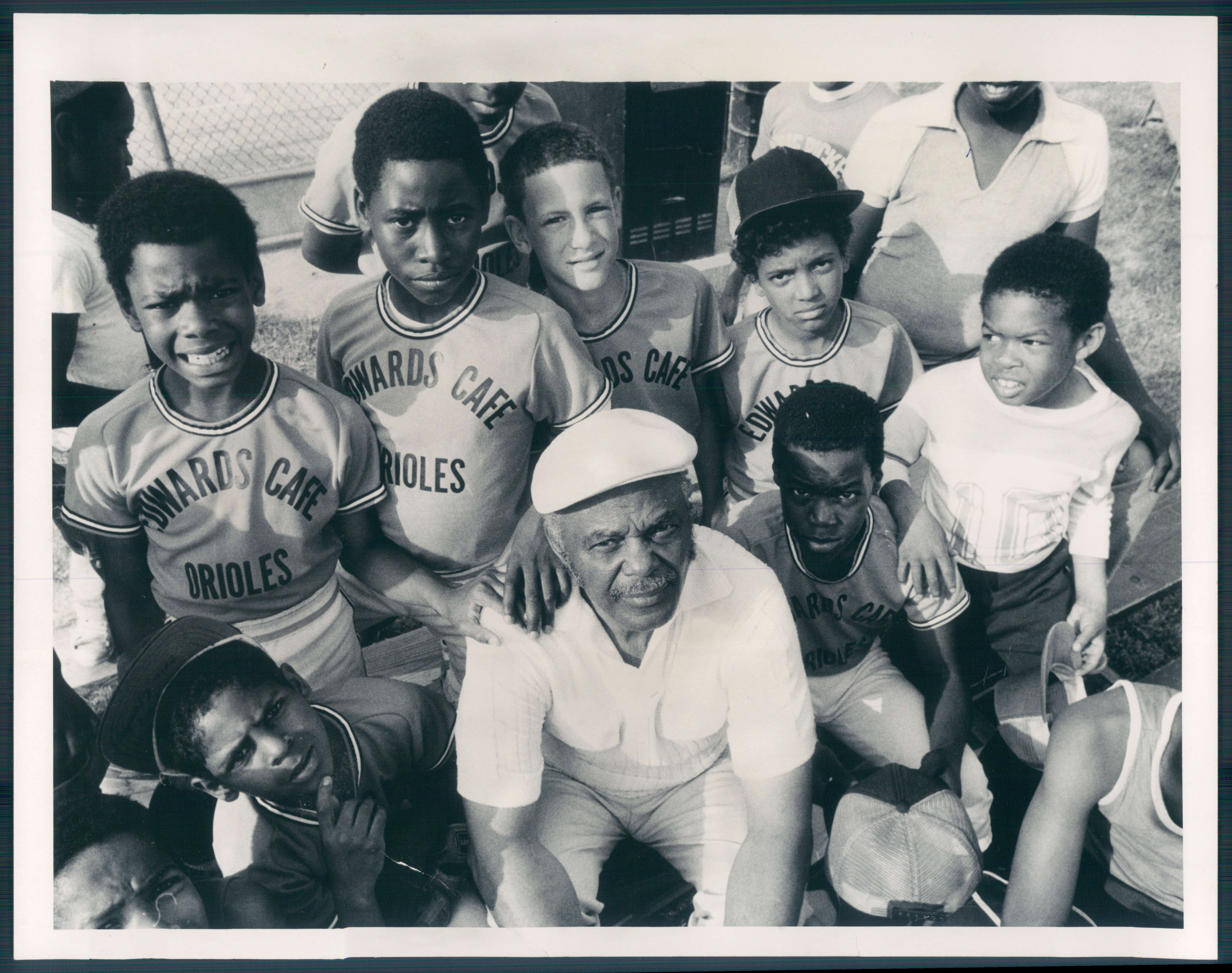 May 19, 1982 - Osceola Smith, center, 70, the baseball commissioner in Turners Station, is know as Mr. Smitty. Photo by Walter M. McCardell BQL-345-BSDate Created: 1982-05-19 Copyright Notice: Baltimore Sun Folder Description: SMITH Folder Extended Description: SMITH OSCEOLA Title: SMITH OSCEOLA Subject: SMITH