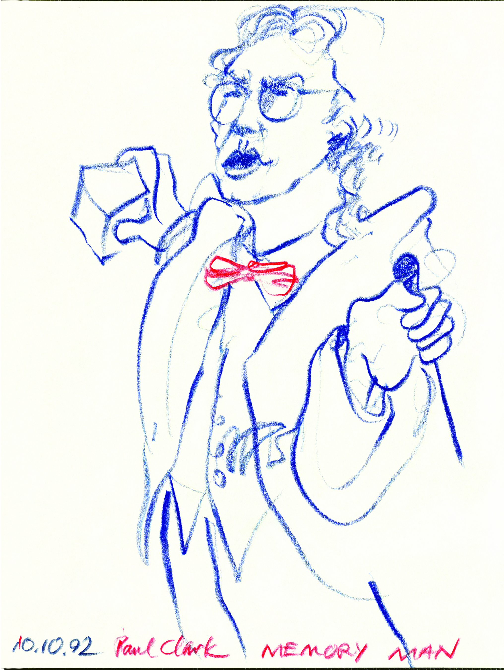 1992 sketch of Paul Clark, The Memory Man, by Michael J. Iampieri.