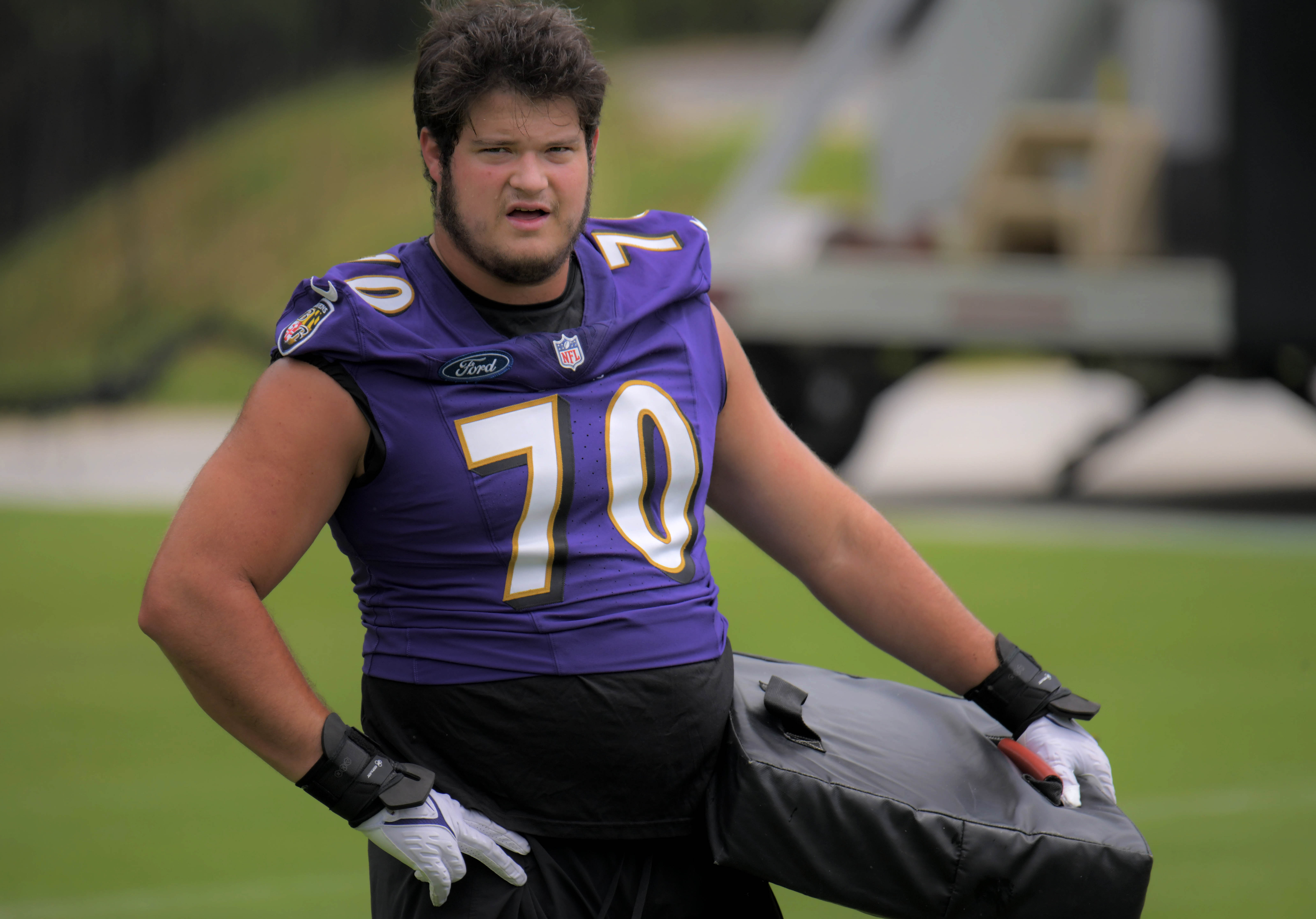 Baltimore Ravens offensive tackle Roger Rosengarten during organized team activities at the Ravens training facility. (Karl Merton Ferron/Staff)