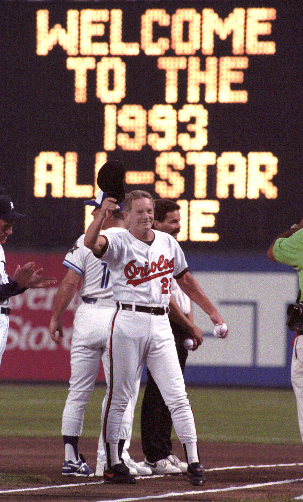 Orioles manager Johnny Oates is introduced before the game. July 13 1993