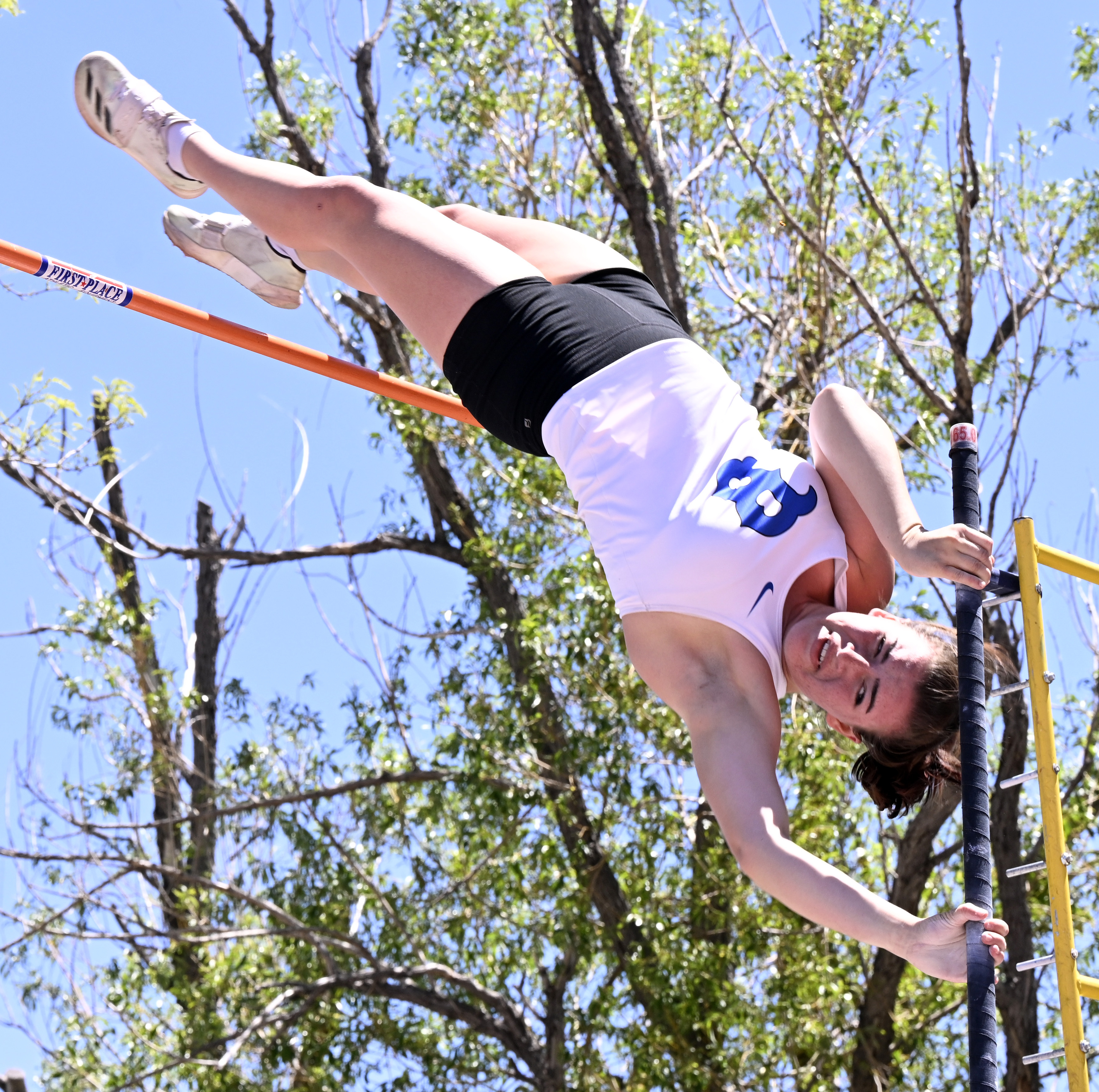 Lilly Nichols, of Broomfield, goes 14-feet to win the 5A pole vault during the first day of the Colorado State Track and Field Championships on May 16, 2024.(Cliff Grassmick/Staff Photographer)