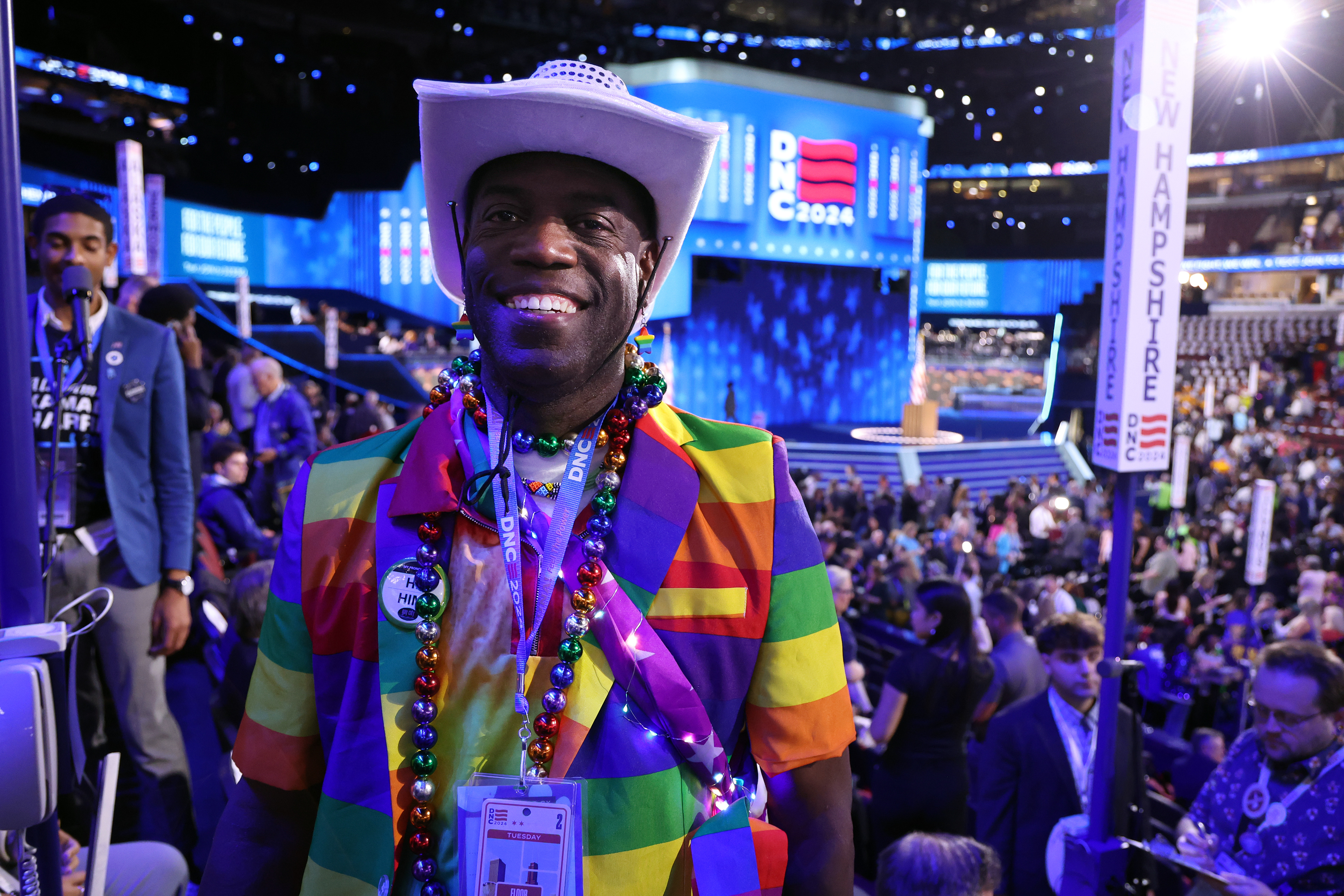 Delegate Chris Porter, of Seattle, Washington, at the Democratic National Convention at the United Center in Chicago, Aug. 20, 2024. (Terrence Antonio James/Chicago Tribune)