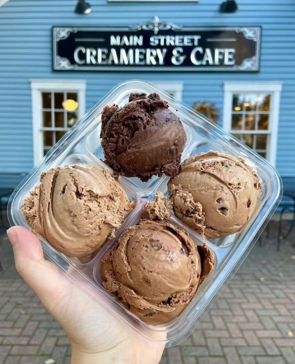 At Main Street Creamery & Cafe in Old Wethersfield, guests can get a fight of ice cream for the adventure of tasting different flavors beyond what a tasting spoon offers.