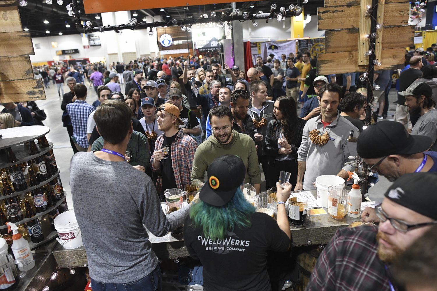 People lineup to try beer from ...