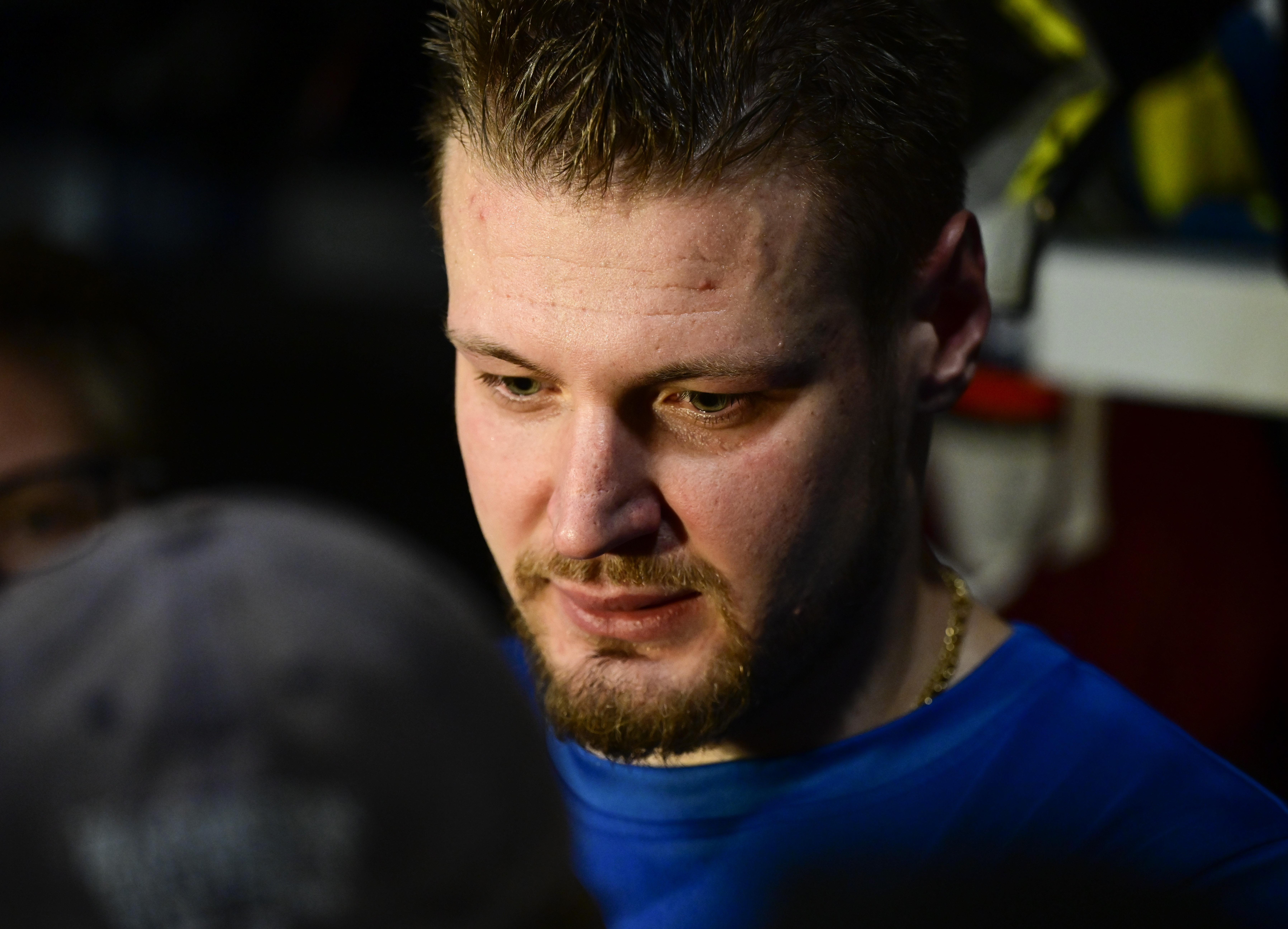 Colorado Avalanche right wing Valeri Nichushkin (13) answers questions after training camp at the Family Sports Center in Centennial September 21, 2023. (Photo by Andy Cross/The Denver Post)