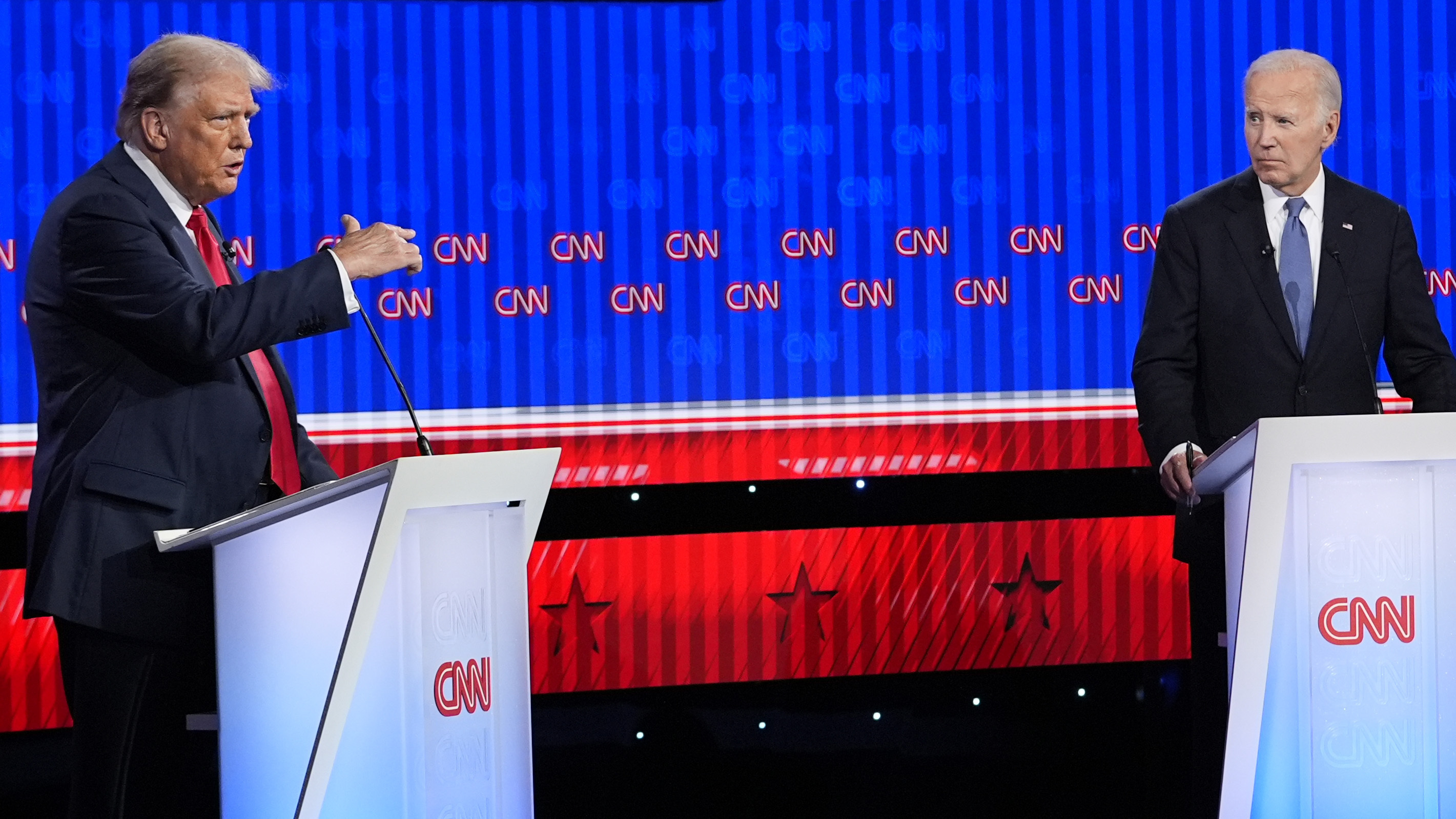 FILE - Republican presidential candidate former President Donald Trump speaks during a presidential debate hosted by CNN with President Joe Biden, June 27, 2024, in Atlanta. The age question for presidential candidates is more than four decades old. (AP Photo/Gerald Herbert, File)