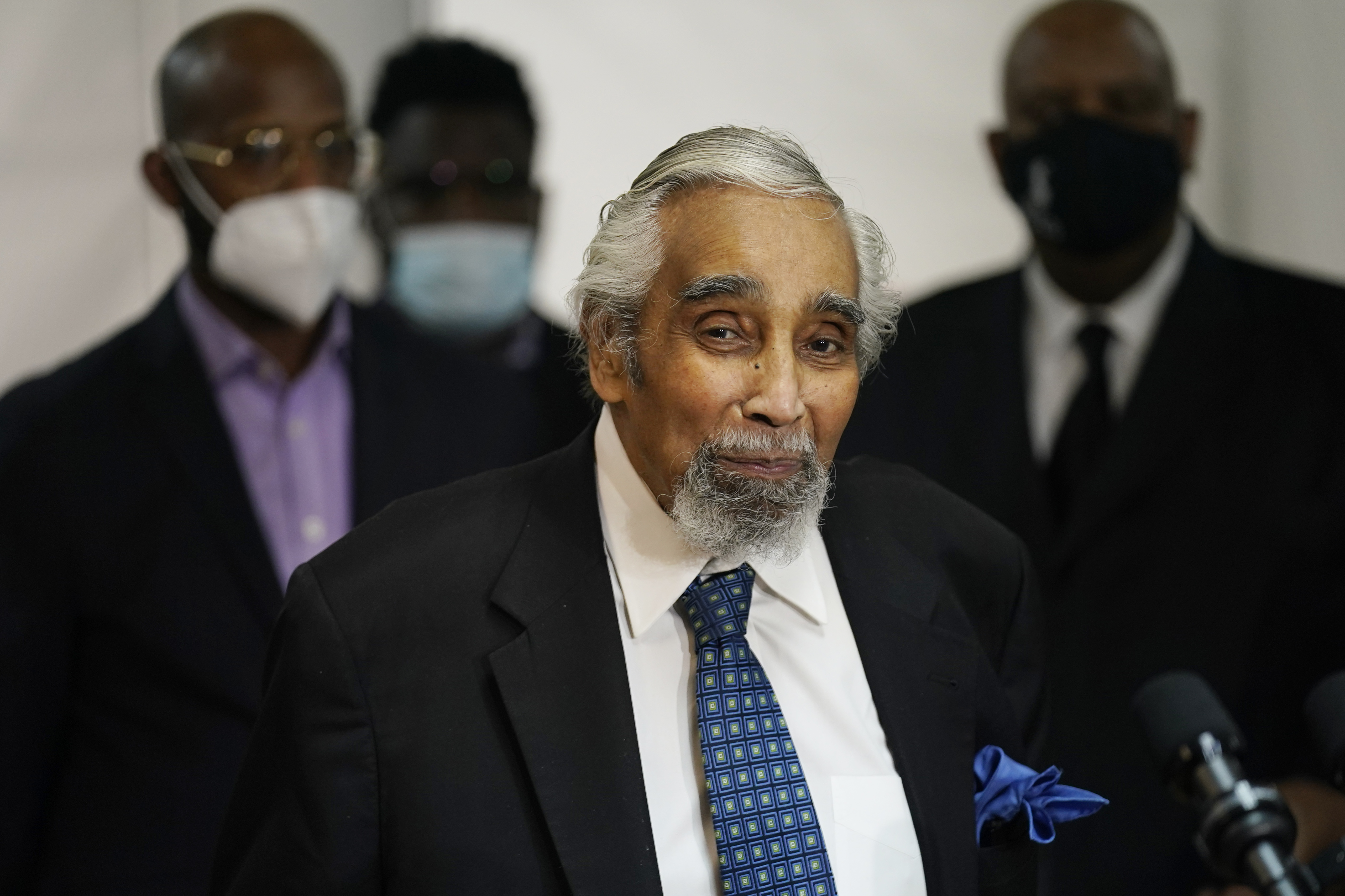 Former U.S. Rep. Charles Rangel speaks before New York Gov. Andrew Cuomo received a COVID-19 vaccine at a church in the Harlem neighborhood of New York, Wednesday, March 17, 2021. (AP Photo/Seth Wenig, Pool)