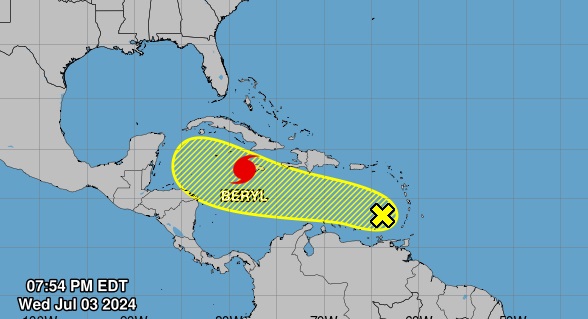 The tropical outlook as of 8 p.m. July 3, 2024. (NHC)