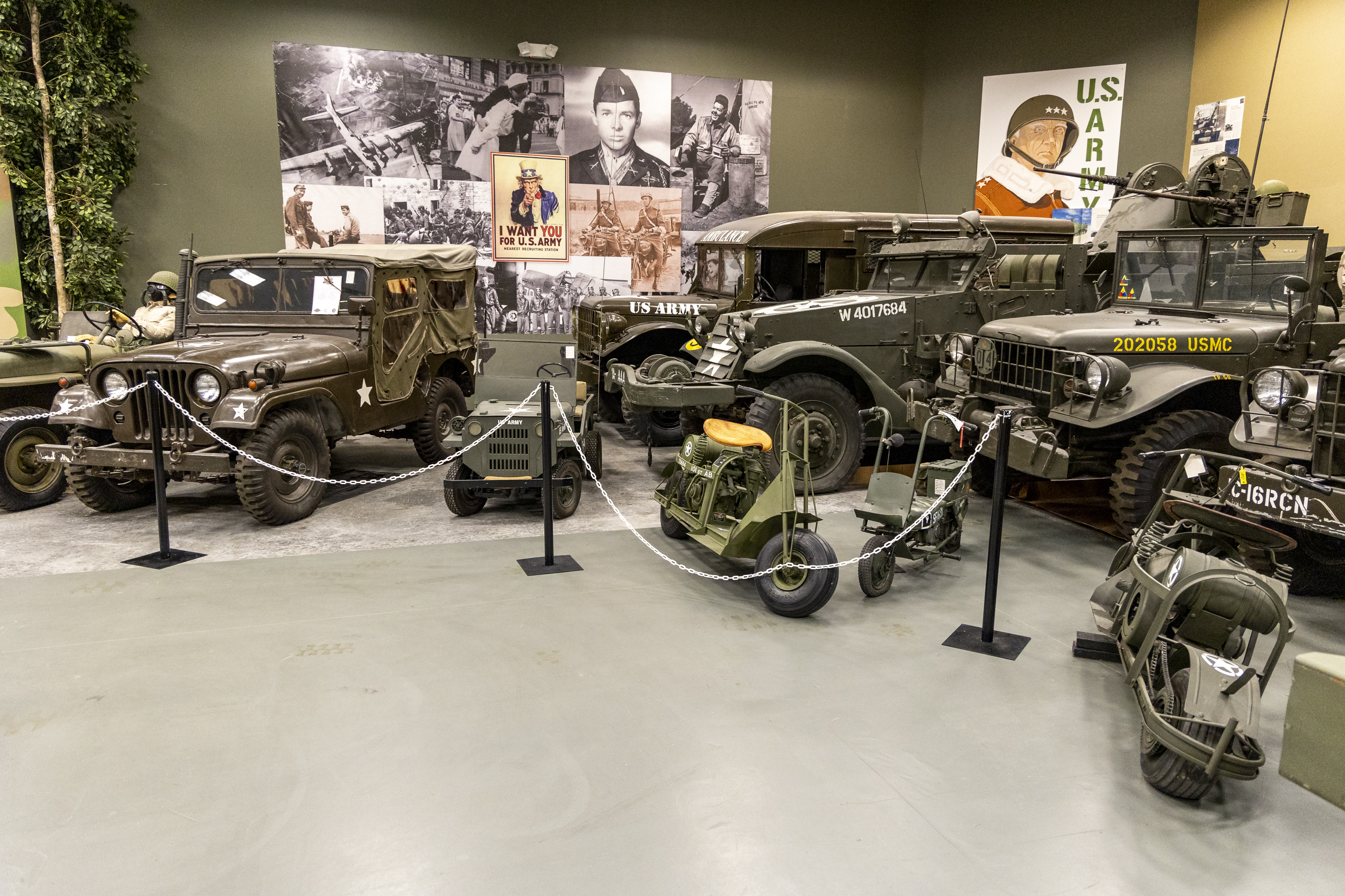 Military vehicles are on display in one area of the Orlando Auto Museum at Dezerland Action Park on Tuesday, Nov. 8, 2022. (Patrick Connolly/Orlando Sentinel)