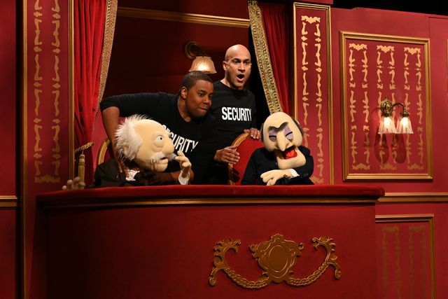 Keegan Michael-Kay and Kenan Thompson punching Muppets on SNL