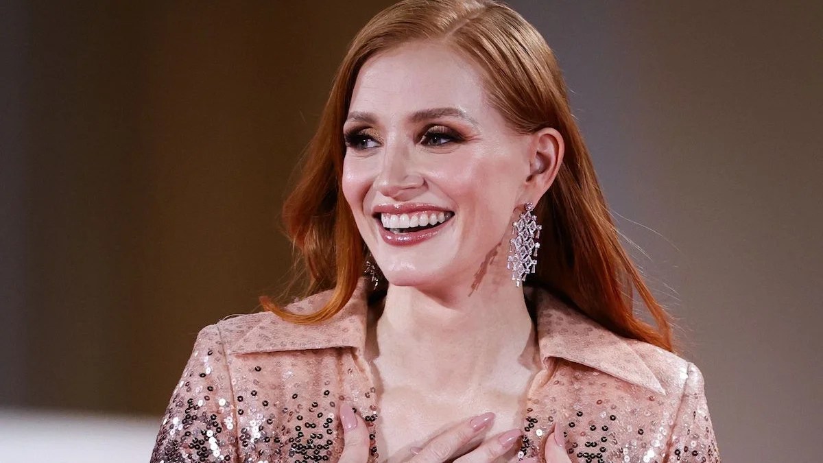 Jessica Chastain attends a red carpet for the movie "Memory" at the 80th Venice International Film Festival