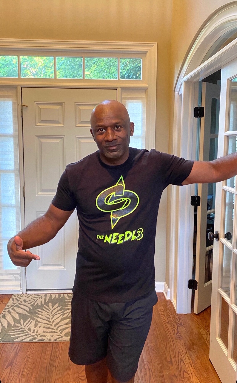 Former NFL cornerback Terrell Buckley, shown Thursday, July 30,2020, wears a T-shirt referring to Minnesota Vikings rookie cornerback Cameron Dantzler, whose nickname is "The Needle." Buckley, now the cornerbacks coach at Mississippi, previously held that position with Mississippi State and coached Dantzler before he was taken by the Vikings in the third round of the April 2020 draft. (Courtesy of Terrell Buckley)