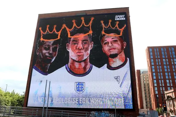 A Giant mural in support of the three England footballers Marcus Rashford, Jadon Sancho and Bukayo Saka