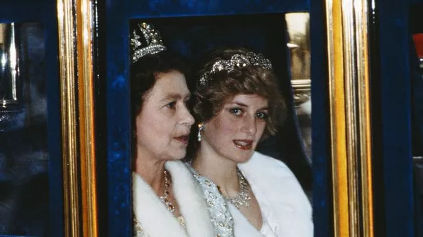 Diana with the Queen
