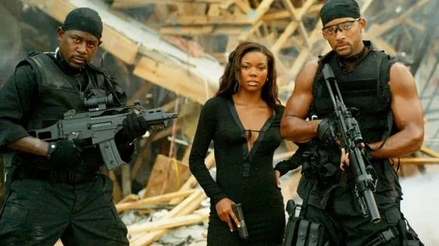 Gabrielle Union, Martin Lawrence and Will Smith star in Bad Boys II.