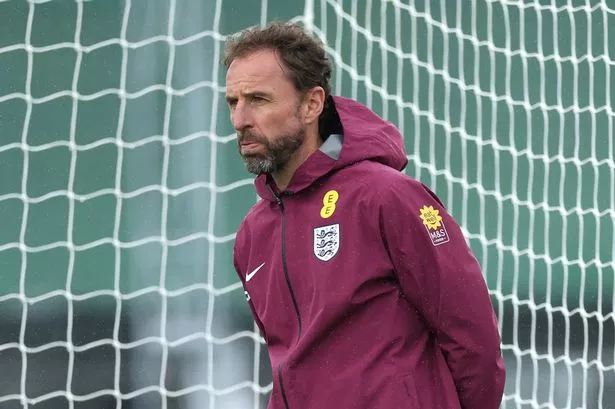 BLANKENHAIN, GERMANY - JULY 04: Gareth Southgate, Manager of England men's senior team, looks on during a training session at Spa & Golf Resort Weimarer Land on July 04, 2024 in Blankenhain, Germany. (Photo by Eddie Keogh - The FA/The FA via Getty Images)