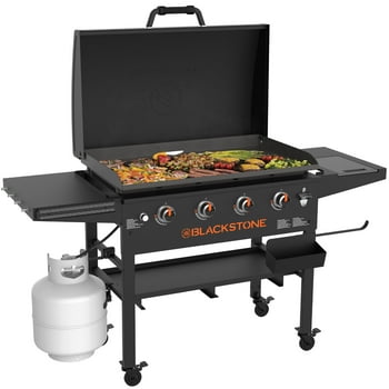 Blackstone Original 4-Burner 36” Propane Griddle with Hood and Omnivore Griddle Plate