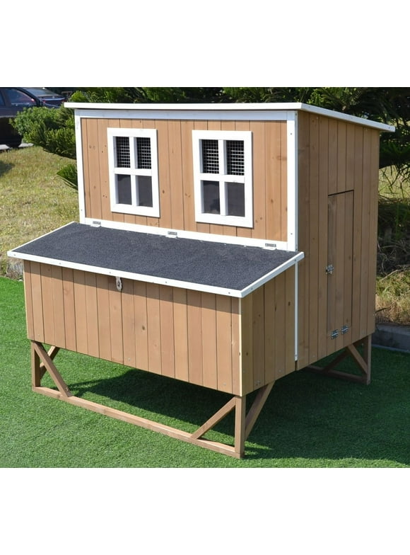 Omitree Large Wood Chicken Coop Hen House 4-8 Chickens 4 Nesting Box