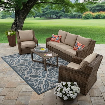 Better Homes and Gardens Hawthorne Park 4-Piece Outdoor Conversation Set, Brown