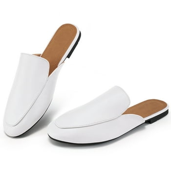 Atoshopce Mules for Women Round Toe Slip On Flat Mules Summer Shoes for Women