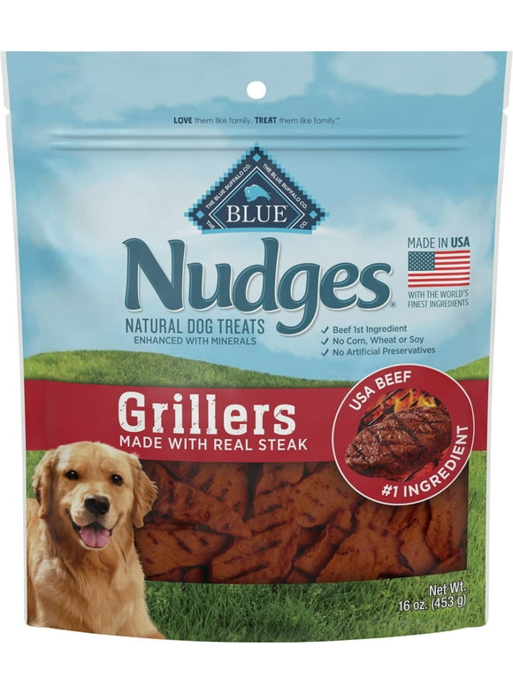 Blue Buffalo Nudges Grillers Natural Dog Treats, Steak, 16oz Bag