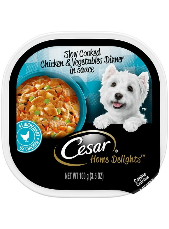 Cesar Home Delights Slow Cooked Chicken and Vegetables Wet Dog Food, 3.5 oz Tray