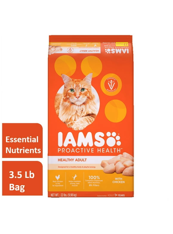 Iams Proactive Health Healthy Adult Dry Cat Food With Chicken, 3.5 Lb. Bag