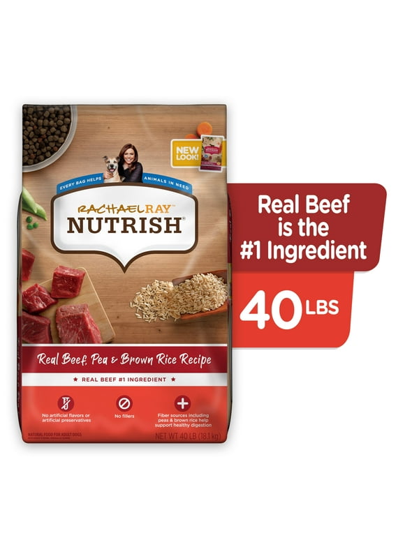 Rachael Ray Nutrish Natural Dry Dog Food, Real Beef, Pea & Brown Rice Recipe, 40 lbs