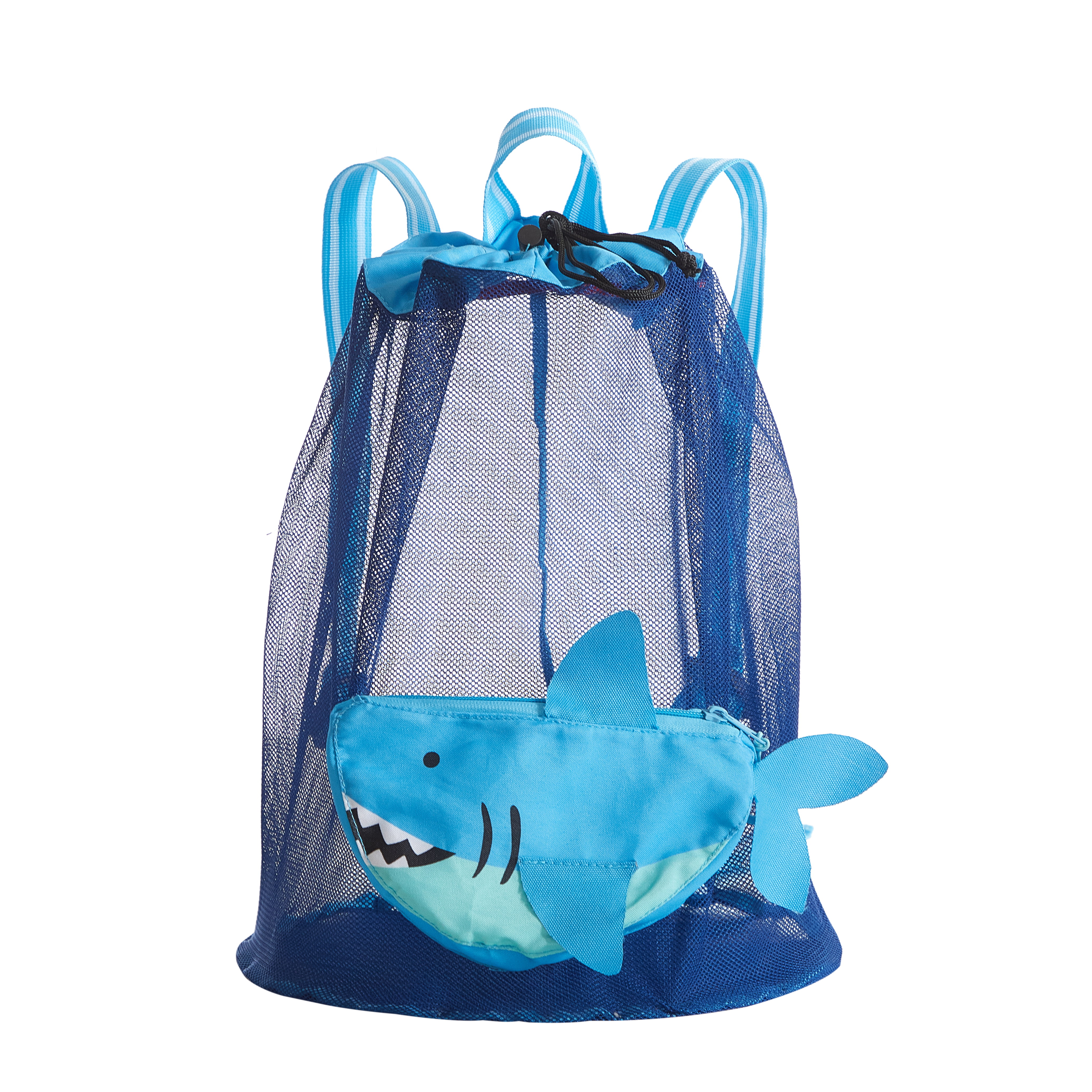 IDEA NUOVA Sunshine Squad Shark Beach Convertible Mesh Backpack, Adult Unisex, Size: One size, Blue