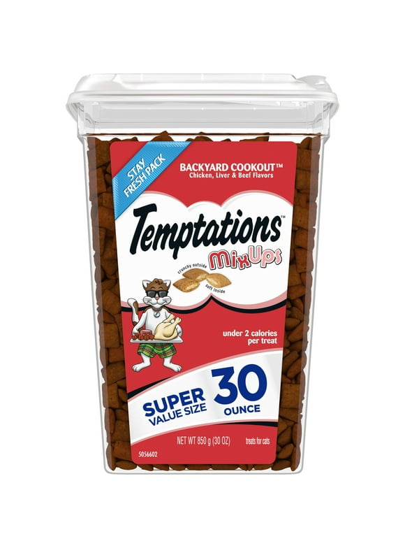 Temptations Mixups Backyard Cookout Flavor Crunchy And Soft Cat Treats, 30 Oz Tub