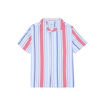 Wonder Nation Boys Short Sleeve Camp Collar Button-Up Shirt, Sizes 4-12