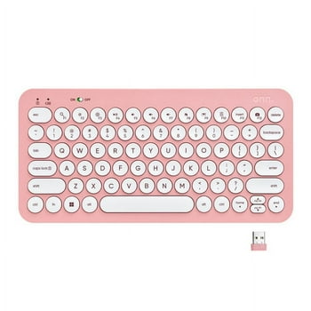 onn. Mini Compact Wireless Office Keyboard USB Receiver, 78 Keys, Pearl Blush Pink