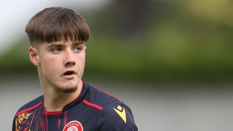 Jamie Jellis in action for Stevenage during a friendly match in 2019