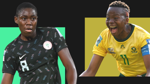 Nigeria's Asisat Oshoala and South Africa forward Thembi Kgatlana