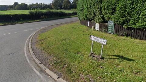 A Google maps image of Pipers Lane at the junction with Coleshill Road, Nuneaton