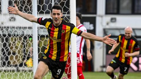 Brian Graham celebrates after scoring for Partick Thistle against Airdrieonians