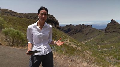 Fiona Trott standing in front of the sparse Tenerife landscape