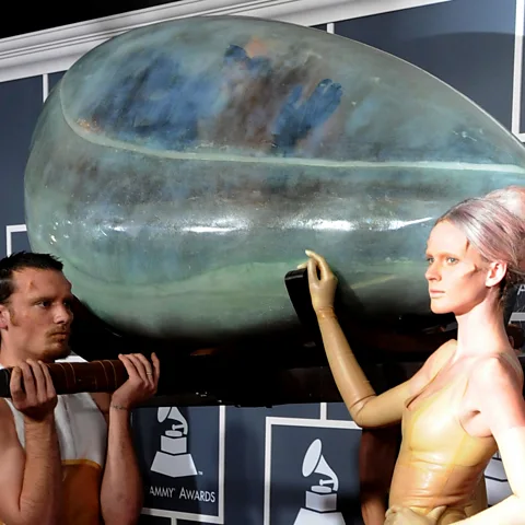 Alamy Lady Gaga said that she'd spent three days inside the egg-shaped 'vessel' designed by Hussein Chalayan before climbing out of it (Credit: Alamy)