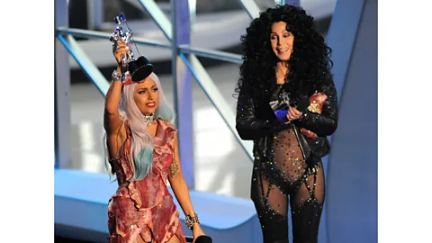 Getty Images Lady Gaga managed to upstage even Cher when she wore the 'meat dress' (Credit: Getty Images)