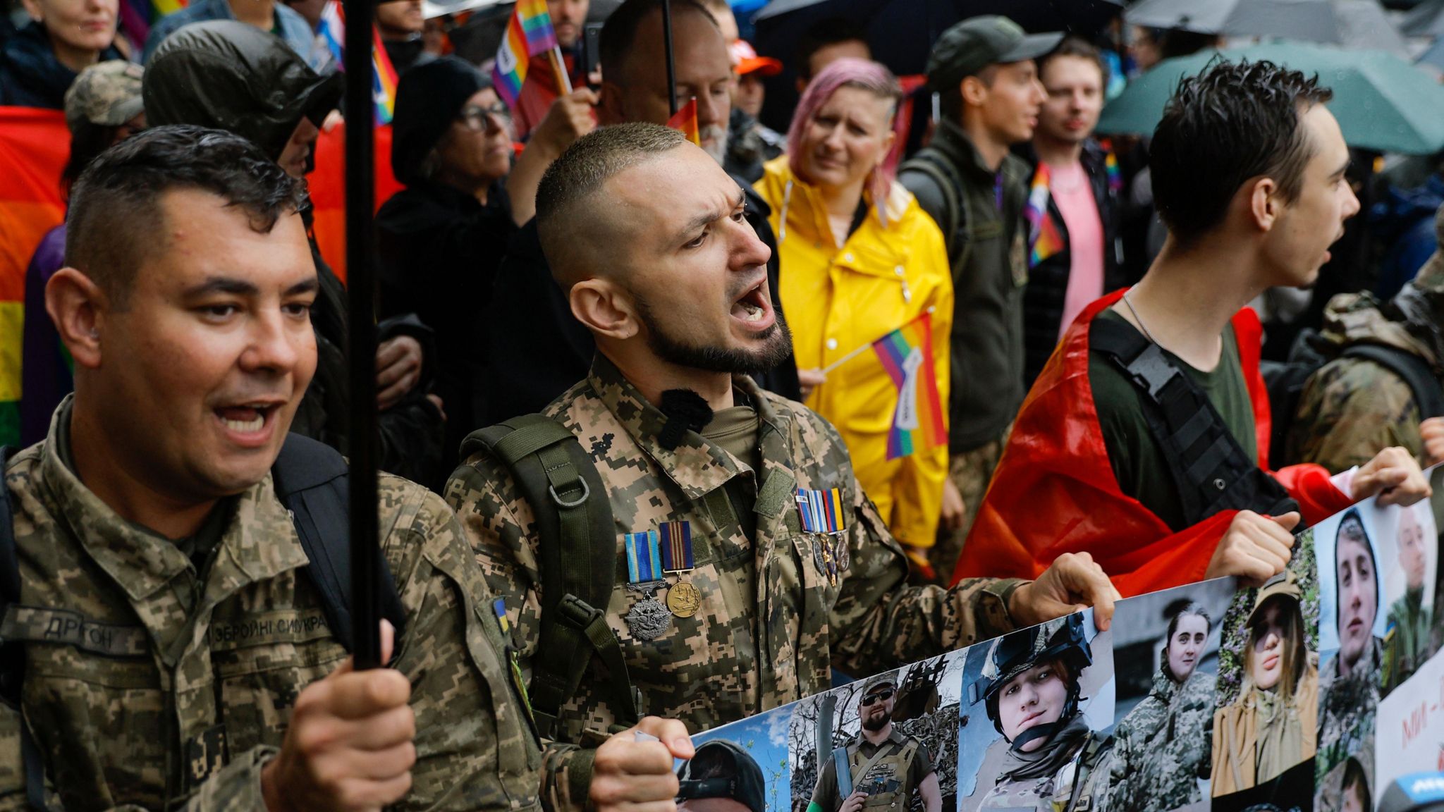Viktor is seen at Pride march in Kyiv