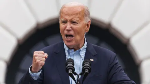 Joe Biden speaks during a 4th of July event on the South Lawn of the White House on July 4, 2024 in Washington, DC