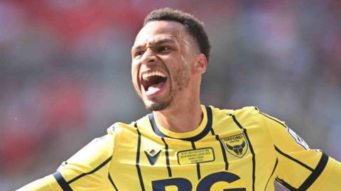 Josh Murphy celebrates scoring in the play-off final