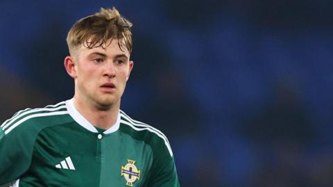 JJ McKiernan in action for Northern Ireland's under-21 side