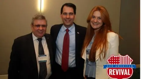 Facebook/ Maria Butina Ms Butina and Mr Torshin met Wisconsin Governor Scott Walker at an NRA convention