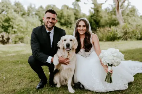 Kaz and Olly with dog of honour Rufus