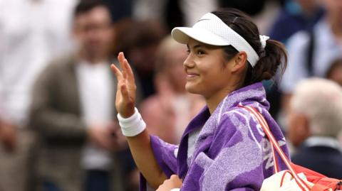 Emma Raducanu waves goodbye to the Wimbledon crowd