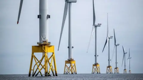 Getty Images Wind turbines in the Seagreen Offshore Wind Farm which is off the coast of Montrose, Angus